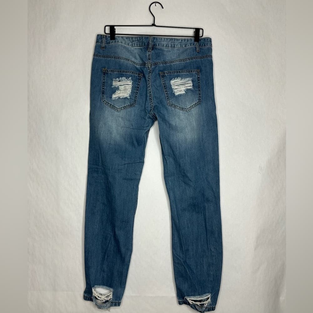 Windsor Distressed Crop Jeans Medium Wash Ripped Denim Size 32 / 13 Bikercore - Thumbnail 6