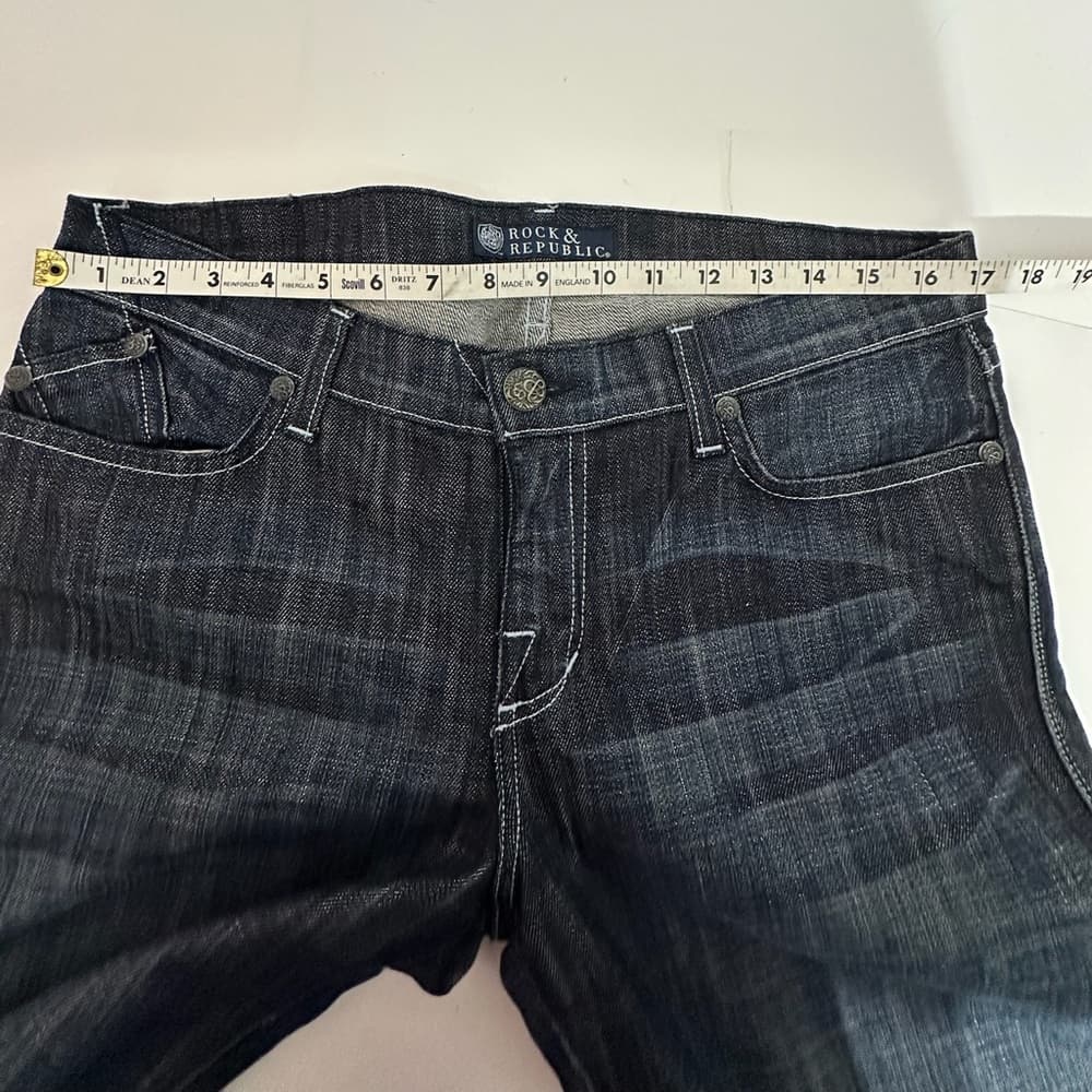 Rock & Republic Original Kasandra Rhinestone Logo Bootcut Jeans Size 31 Y2K - Thumbnail 8