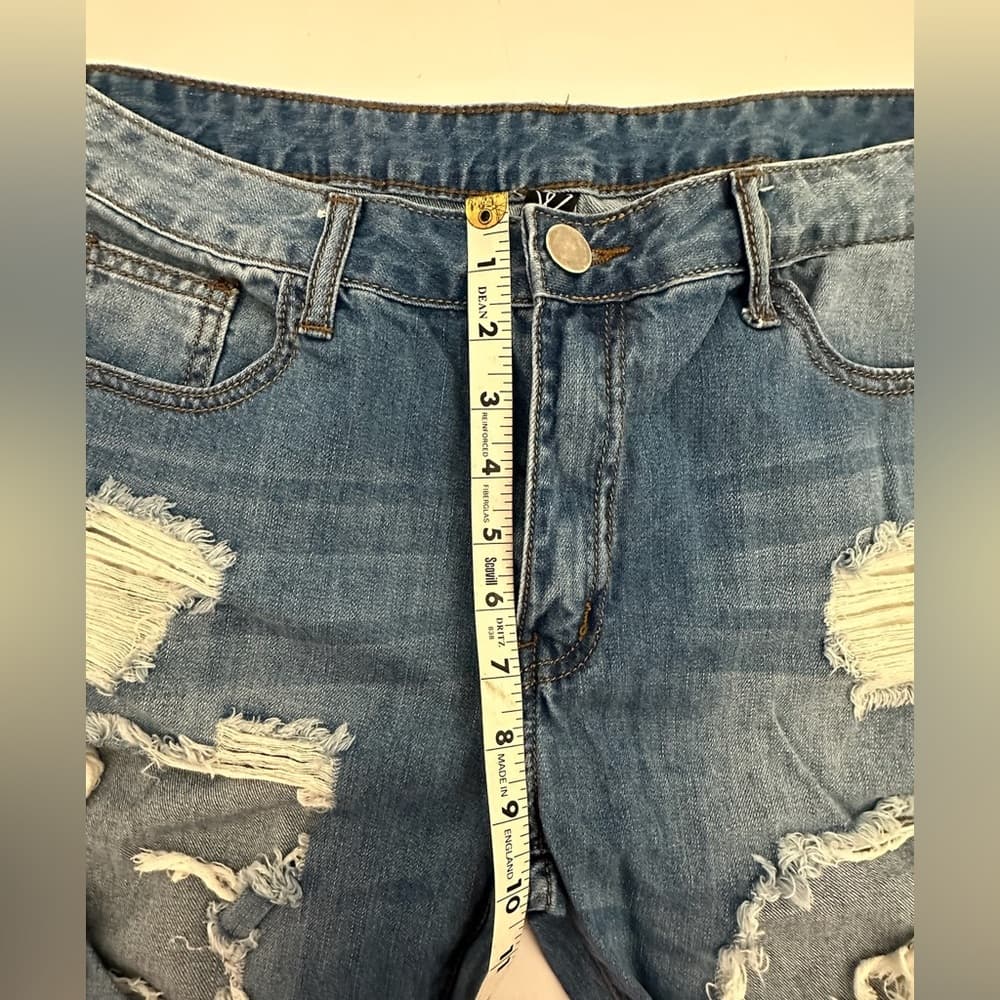 Windsor Distressed Crop Jeans Medium Wash Ripped Denim Size 32 / 13 Bikercore - Thumbnail 7