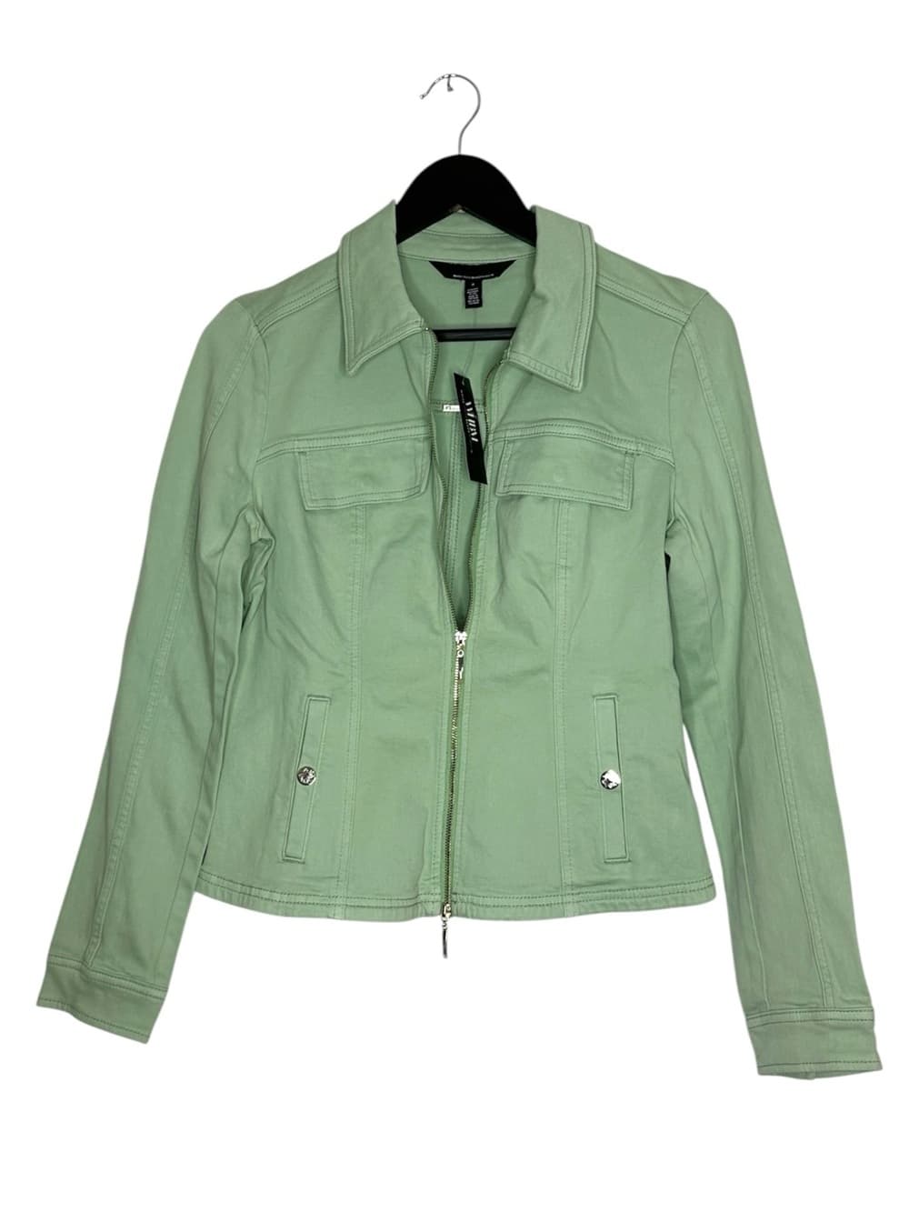 NWT White House Black Market Sage Mint Green Zip Front Jacket Small Minimalist - Thumbnail 15