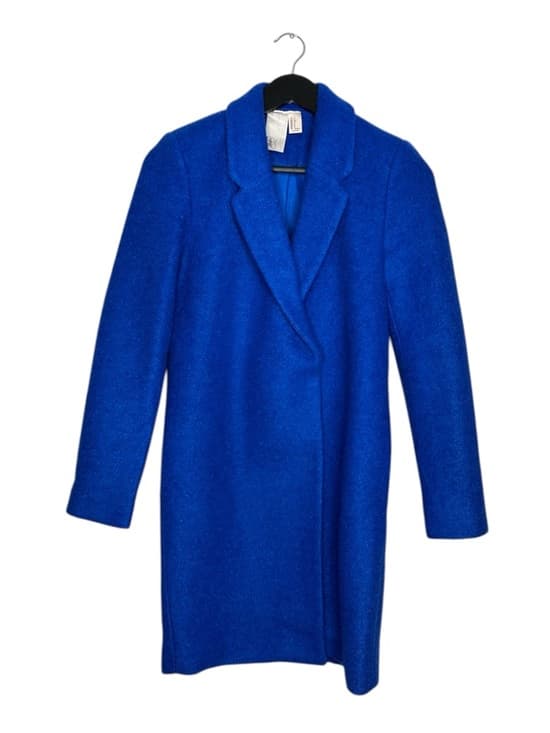 Vintage Cobalt Blue Wool Blend Coat Minimalist Tailored Jacket Size Small - Thumbnail 10