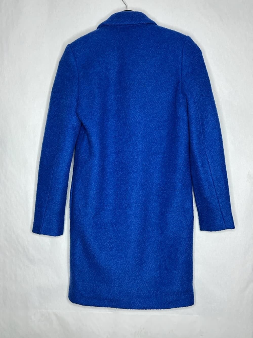 Vintage Cobalt Blue Wool Blend Coat Minimalist Tailored Jacket Size Small