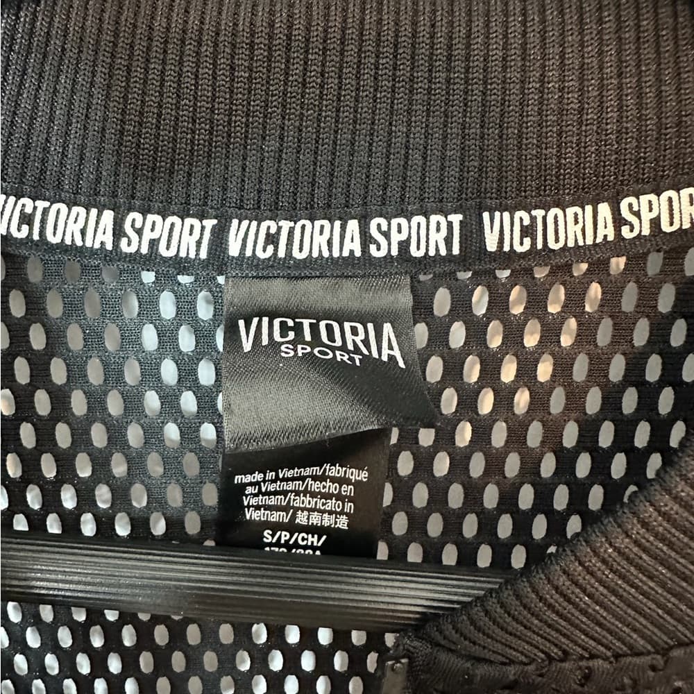 Victoria’s Secret Sport Y2K Black Mesh Bomber Jacket Size Small Workout Baddie - Thumbnail 7