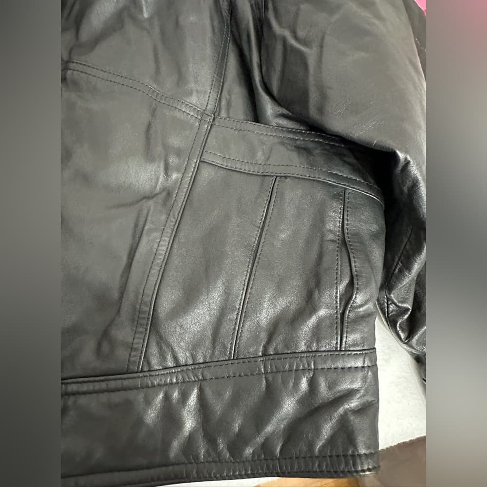 Leathers by Tibor Black Oversized 80s Leather Jacket Vintage Size Small - Thumbnail 7