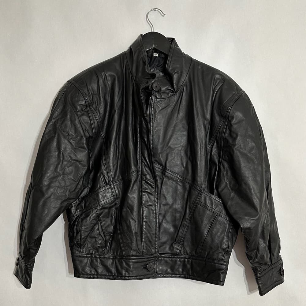 Leathers by Tibor Black Oversized 80s Leather Jacket Vintage Size Small