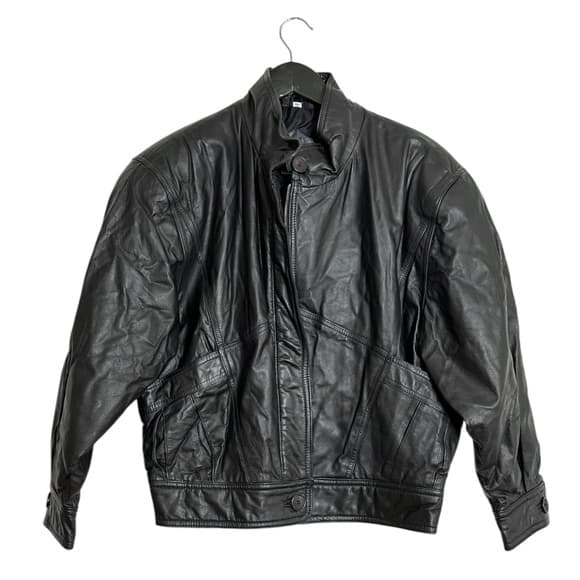 Leathers by Tibor Black Oversized 80s Leather Jacket Vintage Size Small - Thumbnail 10