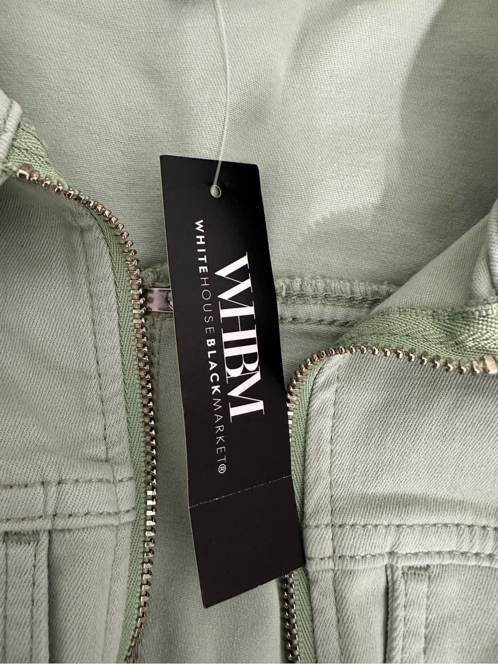 NWT White House Black Market Sage Mint Green Zip Front Jacket Small Minimalist - Thumbnail 6