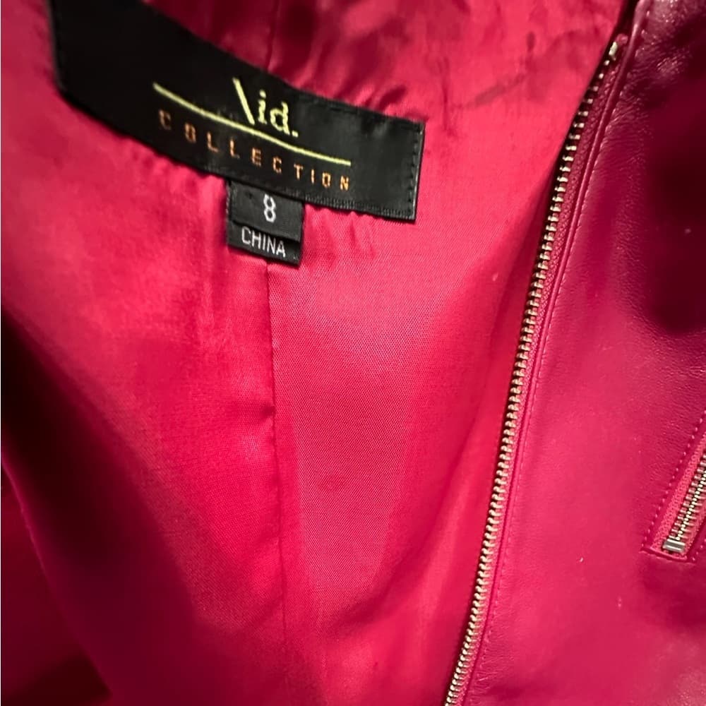 Id. Collection Pink Leather Moto Jacket Vintage Women Size 8 FLAWED - SEE NOTES - Thumbnail 2