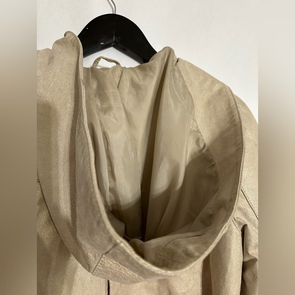 Bernardo Metallic Leather Hooded Jacket Button Front Vintage Size Small - Thumbnail 7