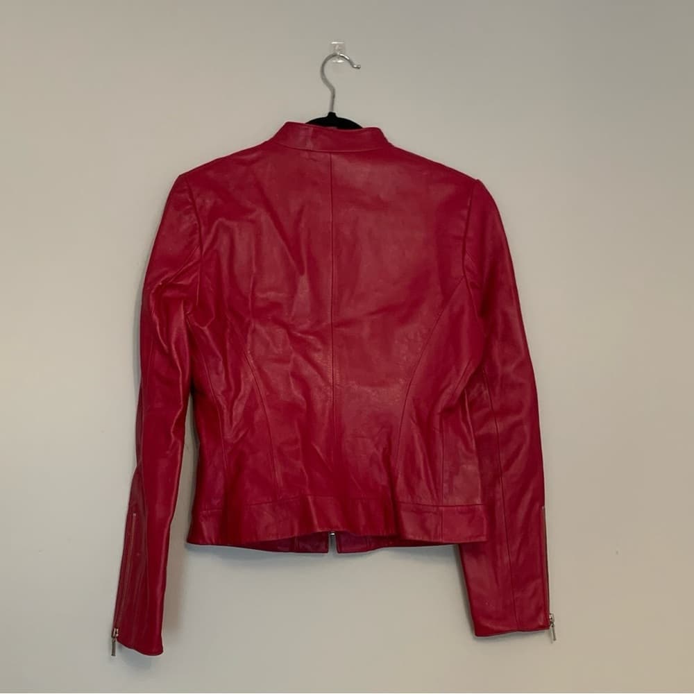 Id. Collection Pink Leather Moto Jacket Vintage Women Size 8 FLAWED - SEE NOTES - Thumbnail 10
