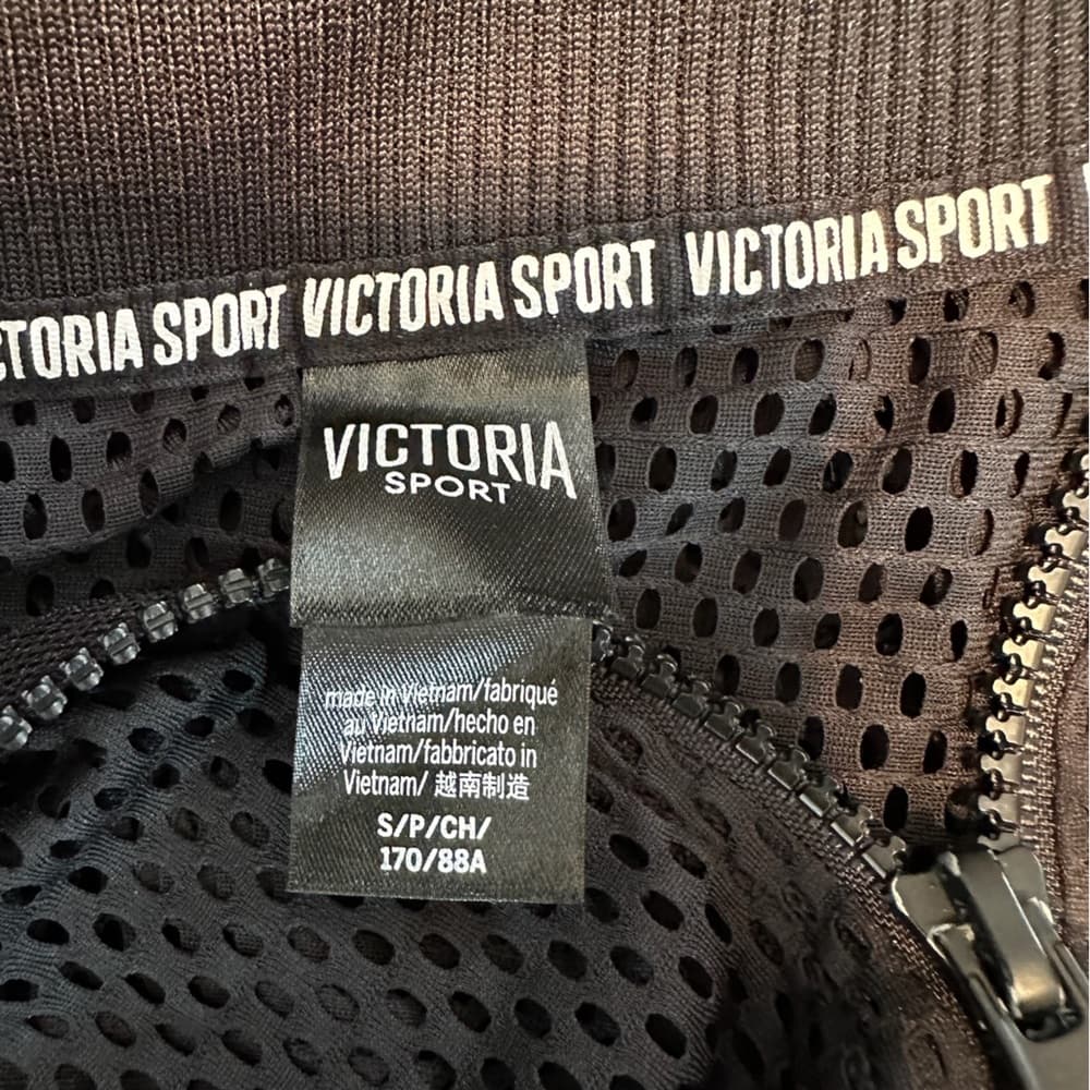 Victoria’s Secret Sport Y2K Black Mesh Bomber Jacket Size Small Workout Baddie - Thumbnail 10