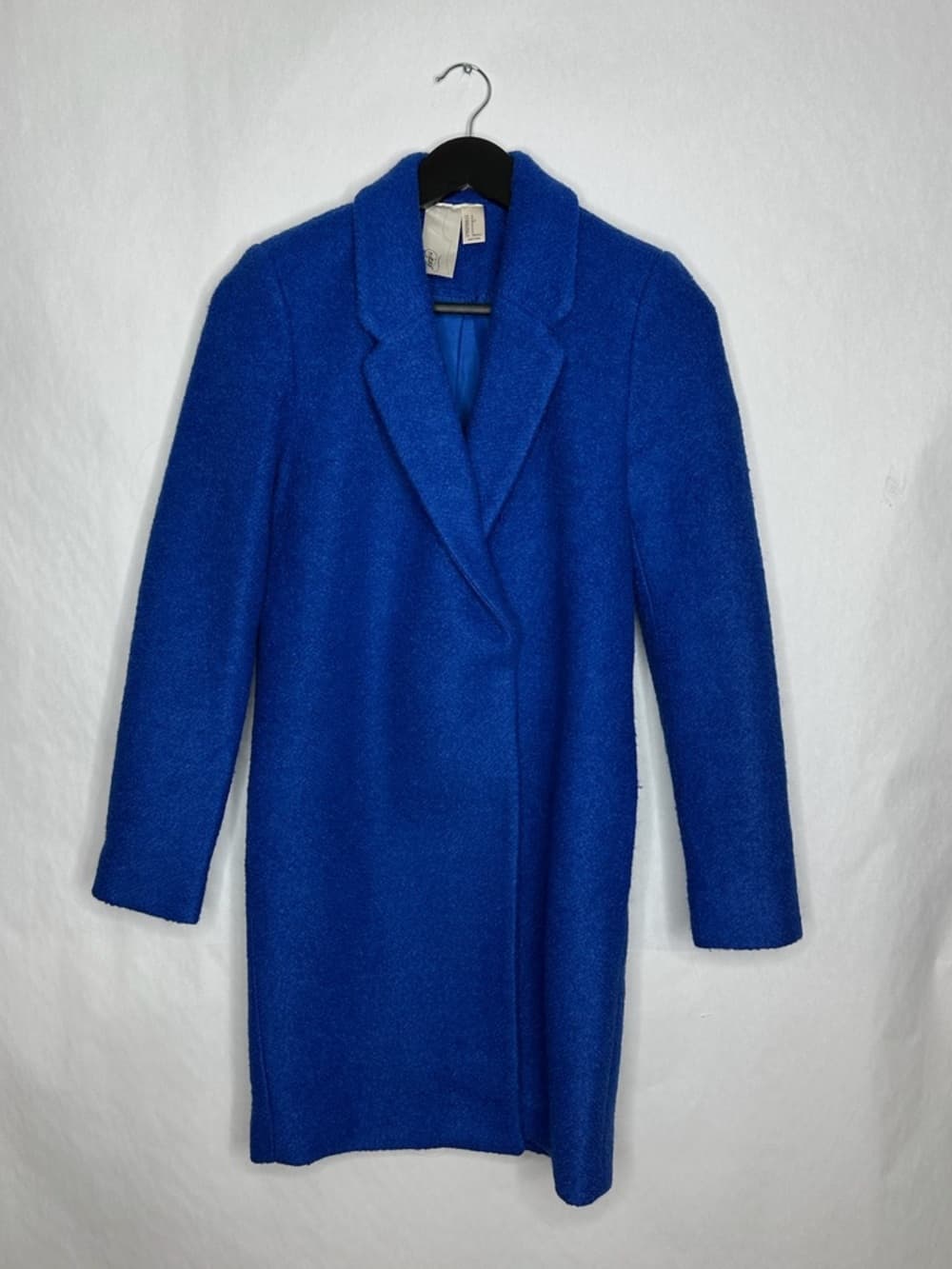 Vintage Cobalt Blue Wool Blend Coat Minimalist Tailored Jacket Size Small - Thumbnail 2