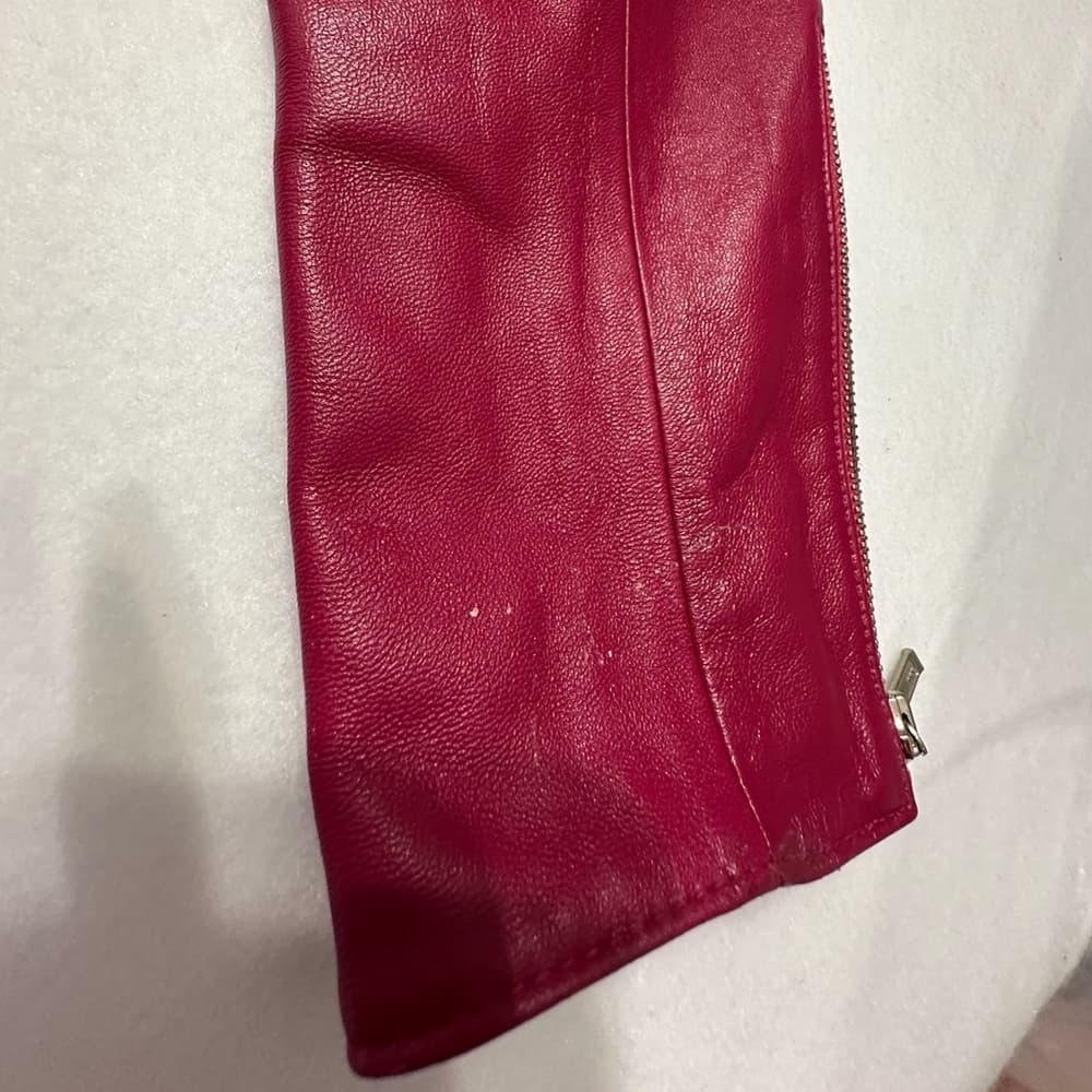 Id. Collection Pink Leather Moto Jacket Vintage Women Size 8 FLAWED - SEE NOTES - Thumbnail 4