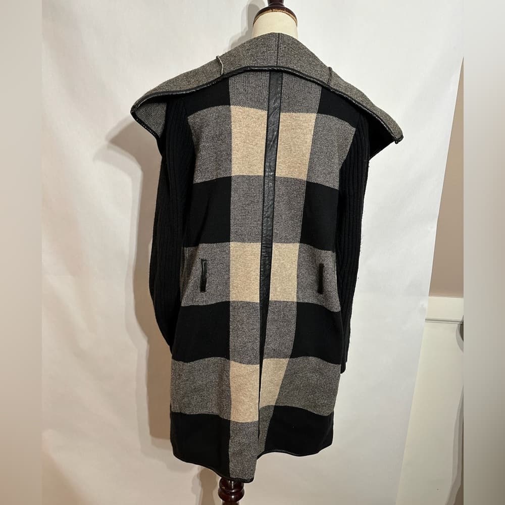 Love Token Buffalo Plaid Drape Open Front Cardigan-Style Jacket Size XS NO BELT - Thumbnail 3