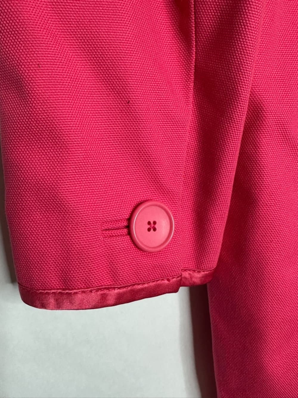 Banana Republic Pink Trench Coat Satin Trim Button Front Jacket Preppy Small - Thumbnail 9