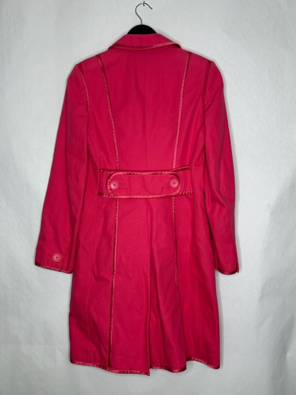 Banana Republic Pink Trench Coat Satin Trim Button Front Jacket Preppy Small - Thumbnail 3