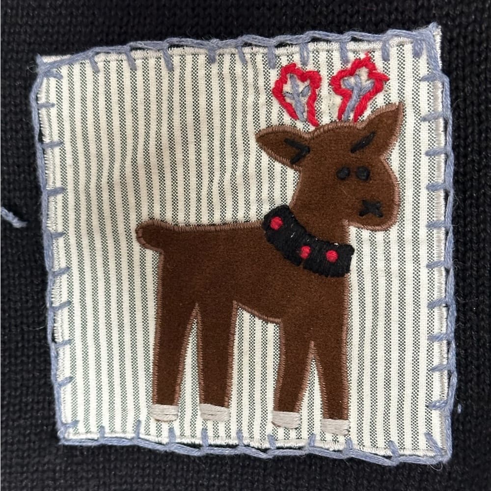 Victoria Jones Patchwork Christmas Ugly Vest Snowman Reindeer Holiday Large - Thumbnail 12