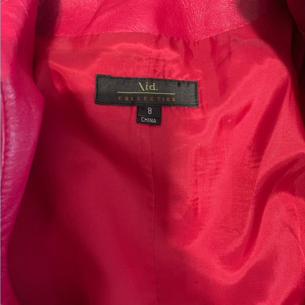 Id. Collection Pink Leather Moto Jacket Vintage Women Size 8 FLAWED - SEE NOTES - Thumbnail 12