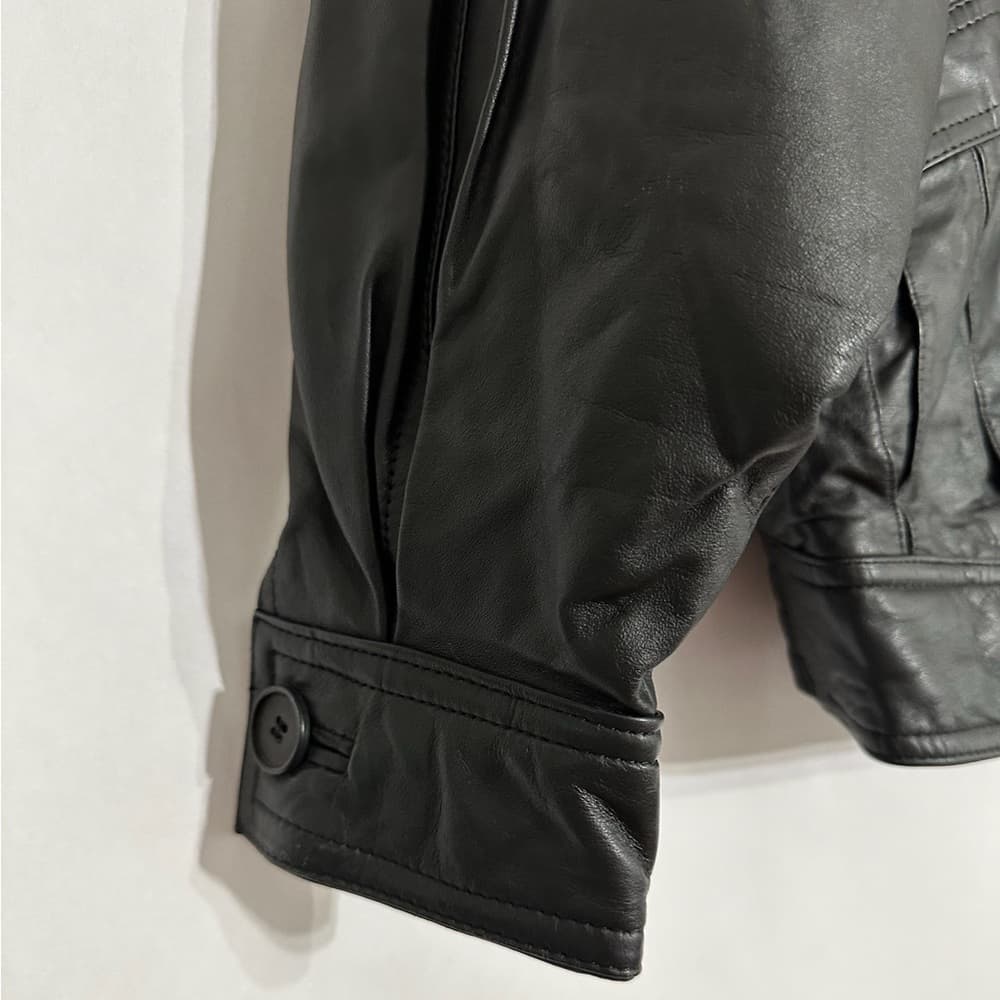 Leathers by Tibor Black Oversized 80s Leather Jacket Vintage Size Small - Thumbnail 3