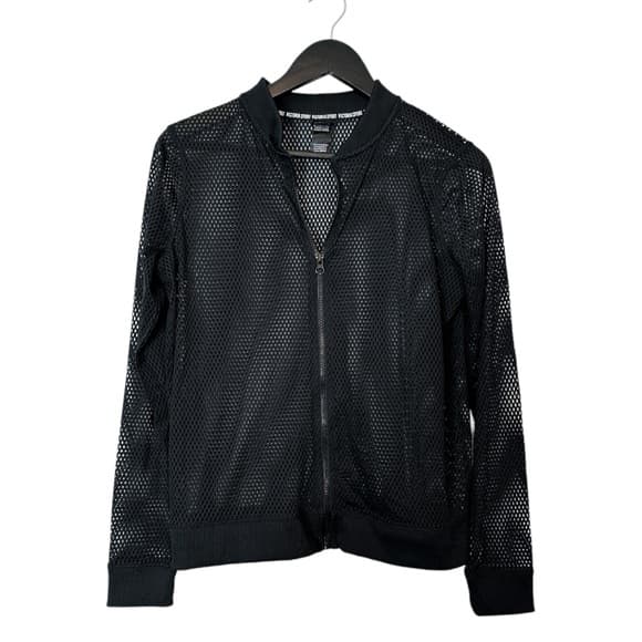 Victoria’s Secret Sport Y2K Black Mesh Bomber Jacket Size Small Workout Baddie - Thumbnail 12