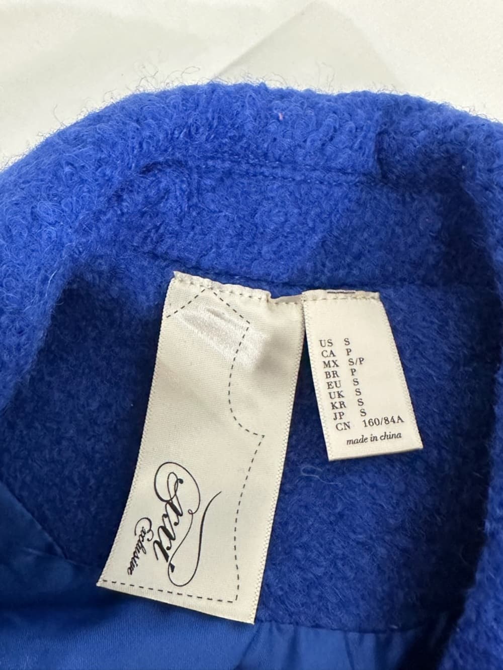 Vintage Cobalt Blue Wool Blend Coat Minimalist Tailored Jacket Size Small - Thumbnail 3