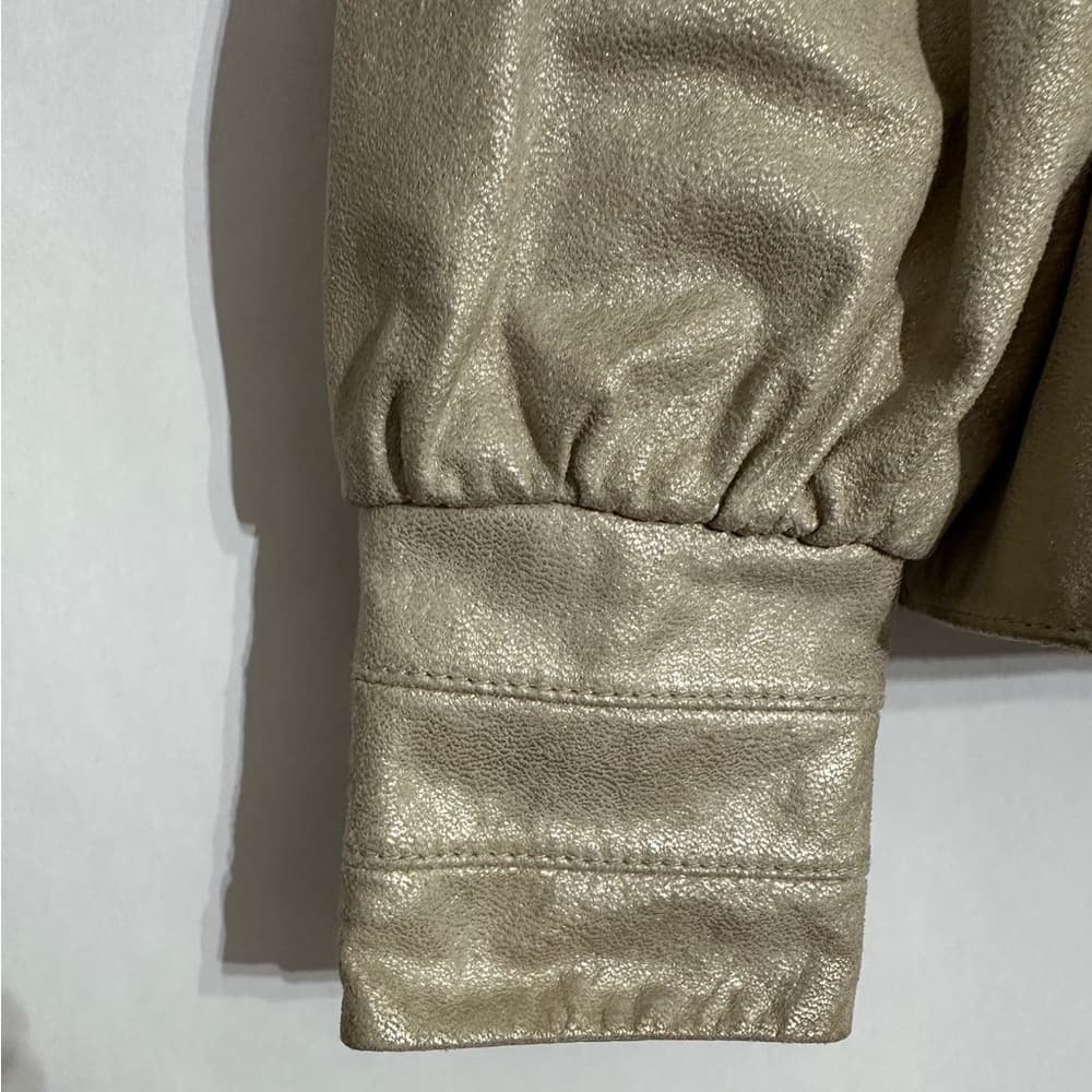 Bernardo Metallic Leather Hooded Jacket Button Front Vintage Size Small - Thumbnail 2