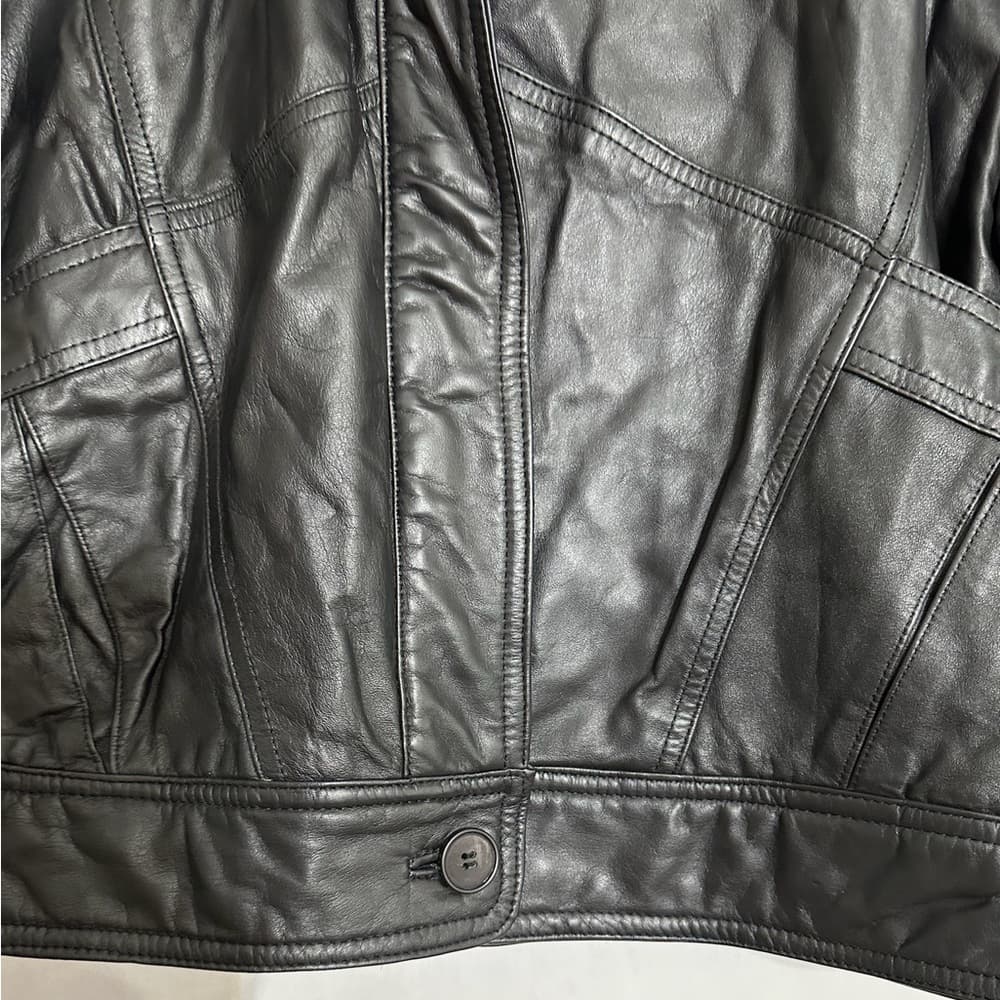 Leathers by Tibor Black Oversized 80s Leather Jacket Vintage Size Small - Thumbnail 2