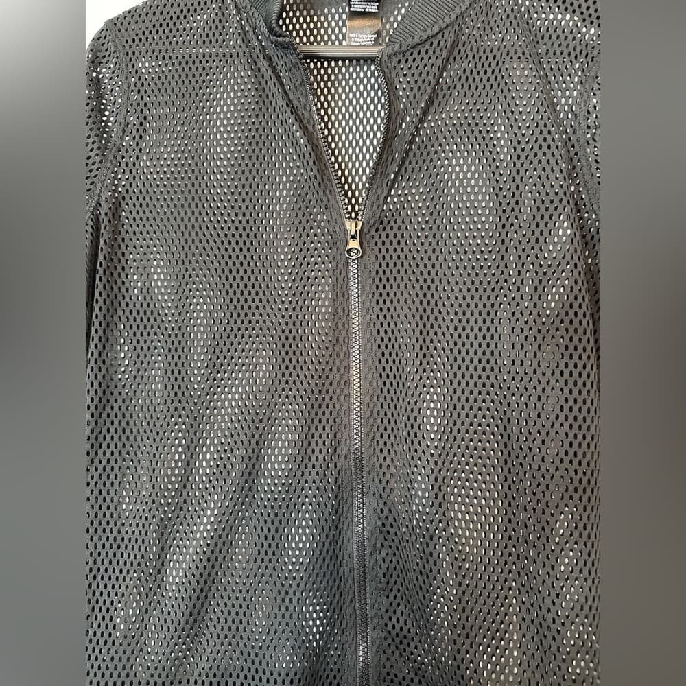Victoria’s Secret Sport Y2K Black Mesh Bomber Jacket Size Small Workout Baddie - Thumbnail 6