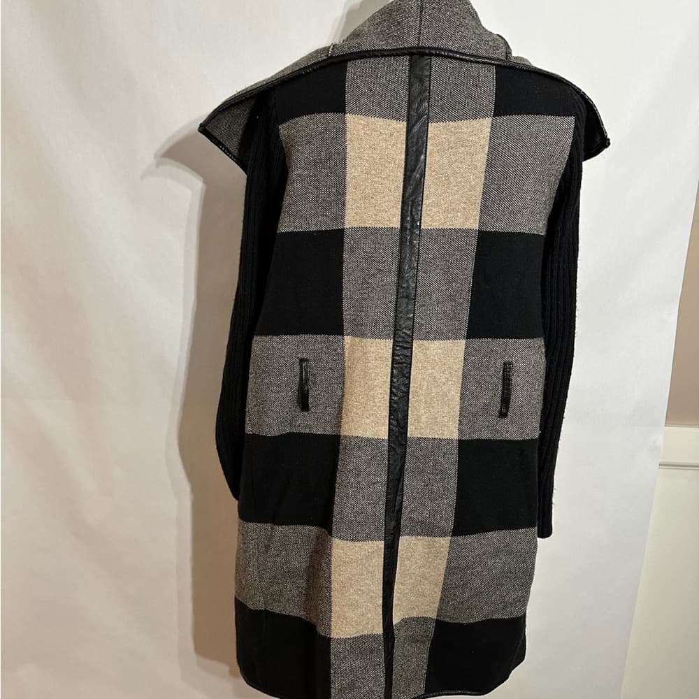 Love Token Buffalo Plaid Drape Open Front Cardigan-Style Jacket Size XS NO BELT - Thumbnail 4