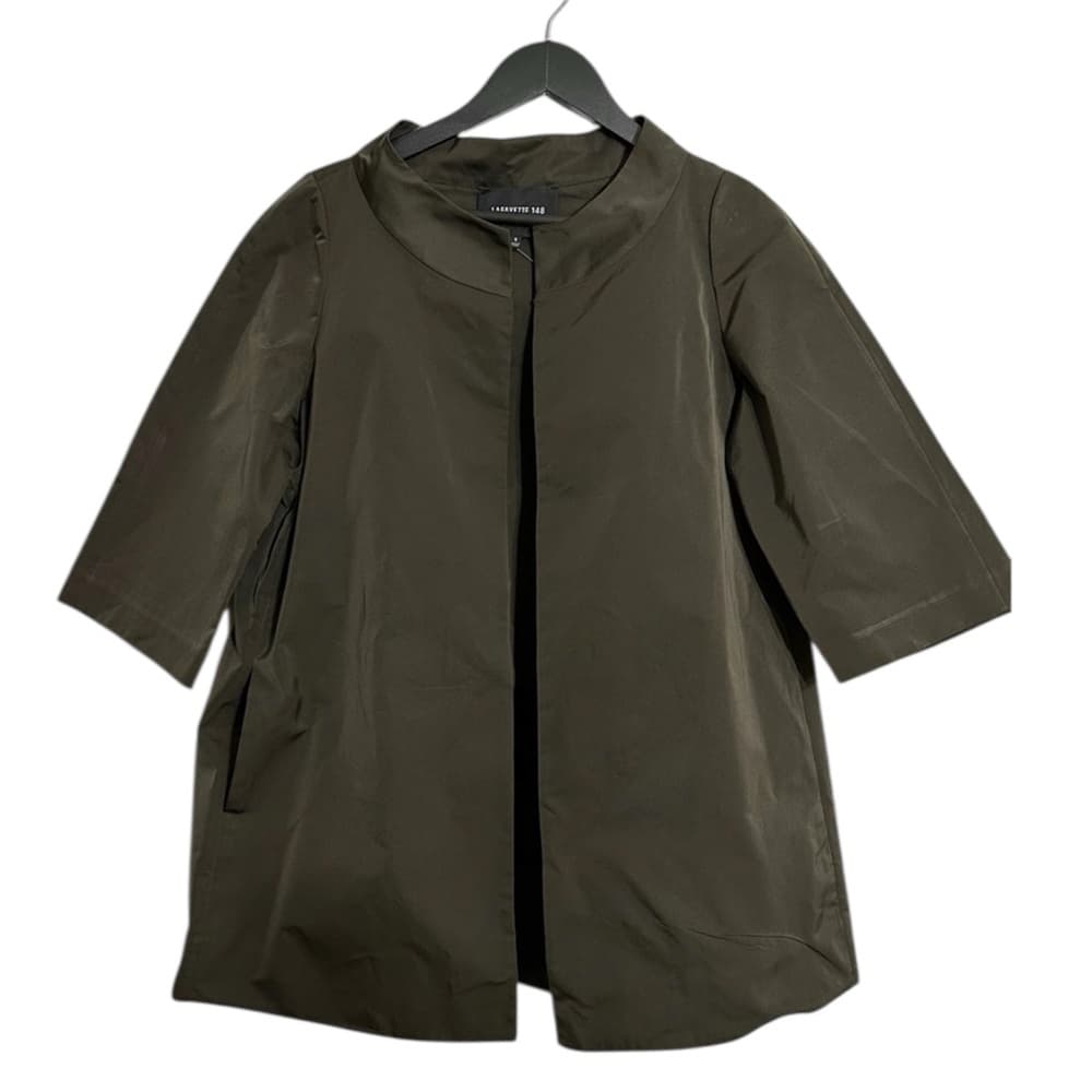 Lafayette 148 New York Olive Green A-Line 3/4 Sleeve Jacket Small Minimalist - Thumbnail 8