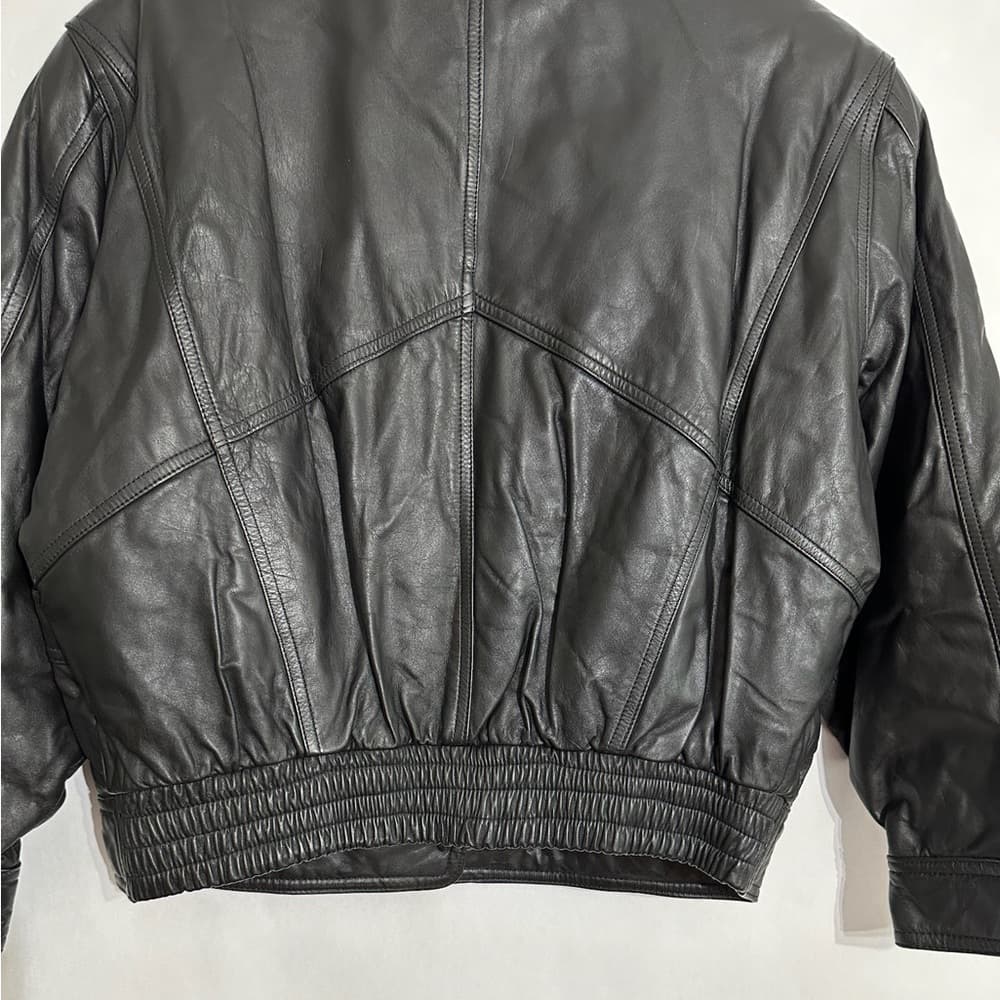 Leathers by Tibor Black Oversized 80s Leather Jacket Vintage Size Small - Thumbnail 6
