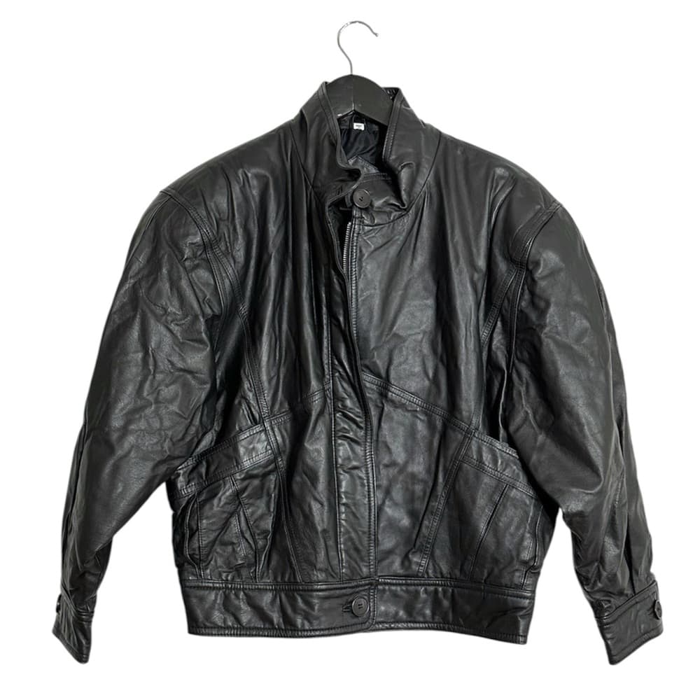 Leathers by Tibor Black Oversized 80s Leather Jacket Vintage Size Small - Thumbnail 9