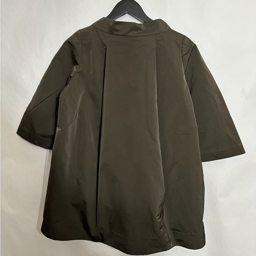Lafayette 148 New York Olive Green A-Line 3/4 Sleeve Jacket Small Minimalist - Thumbnail 2