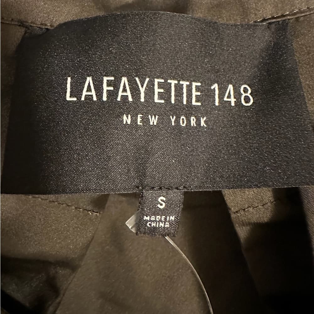 Lafayette 148 New York Olive Green A-Line 3/4 Sleeve Jacket Small Minimalist - Thumbnail 4