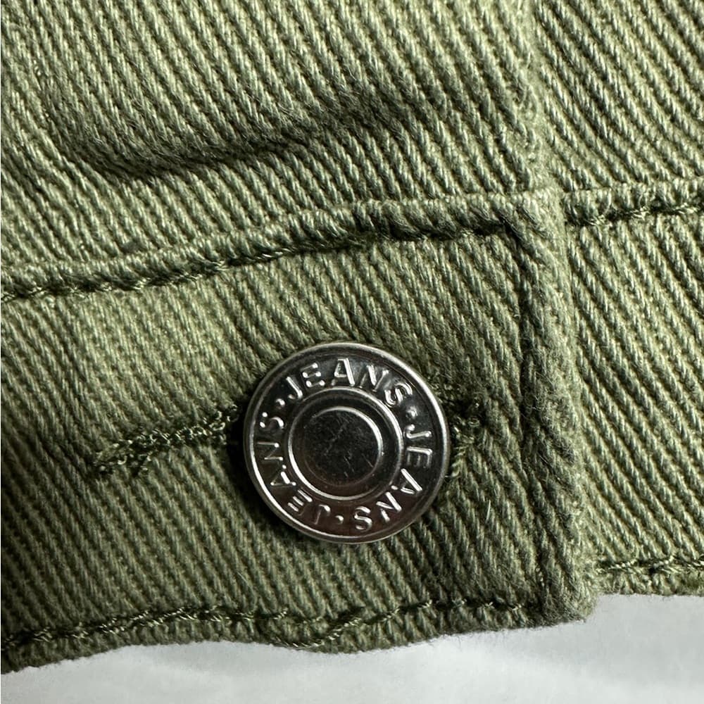 SHEIN Olive Green Cropped Denim Hoodie Jacket Utility Style Size Large Gorpcore