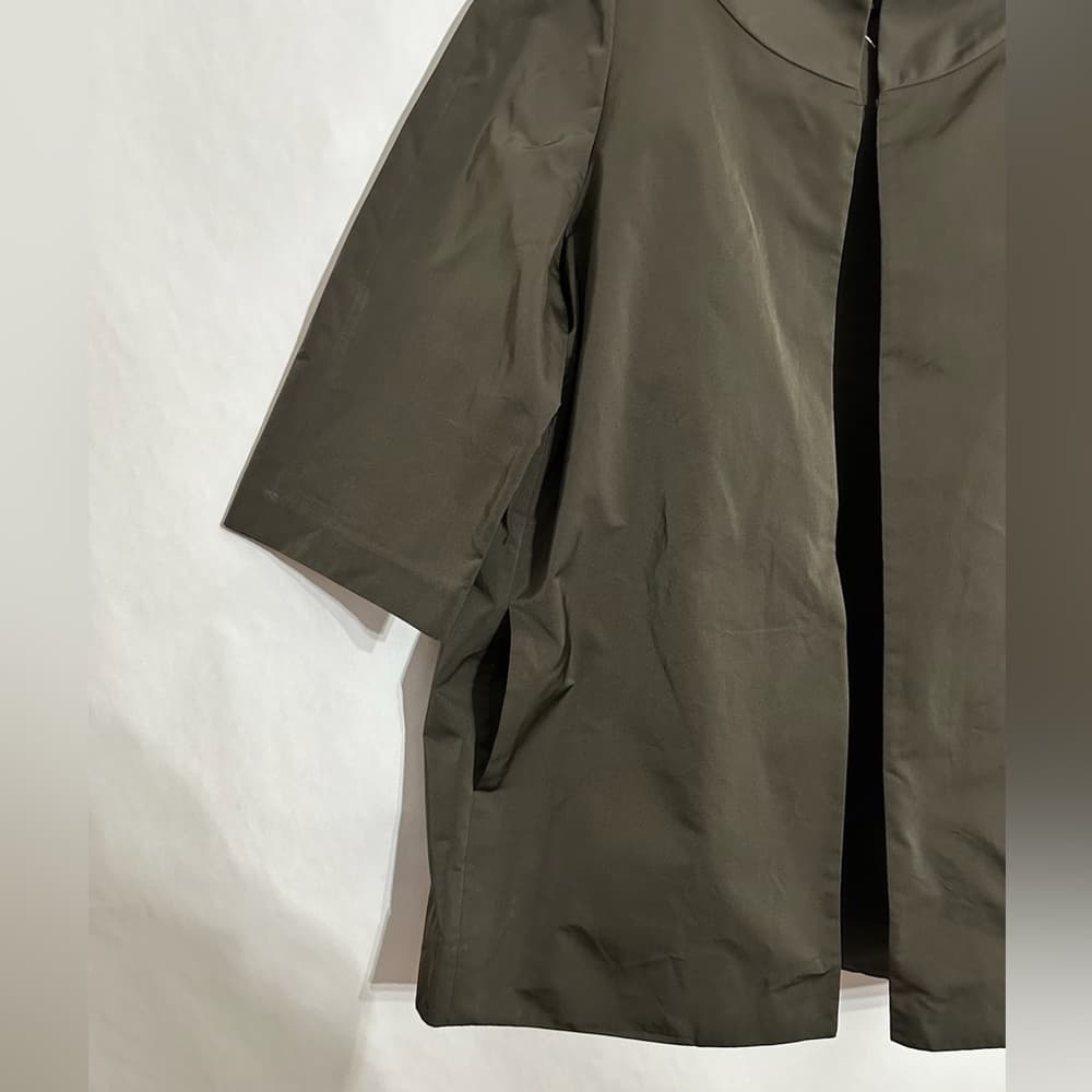 Lafayette 148 New York Olive Green A-Line 3/4 Sleeve Jacket Small Minimalist - Thumbnail 3