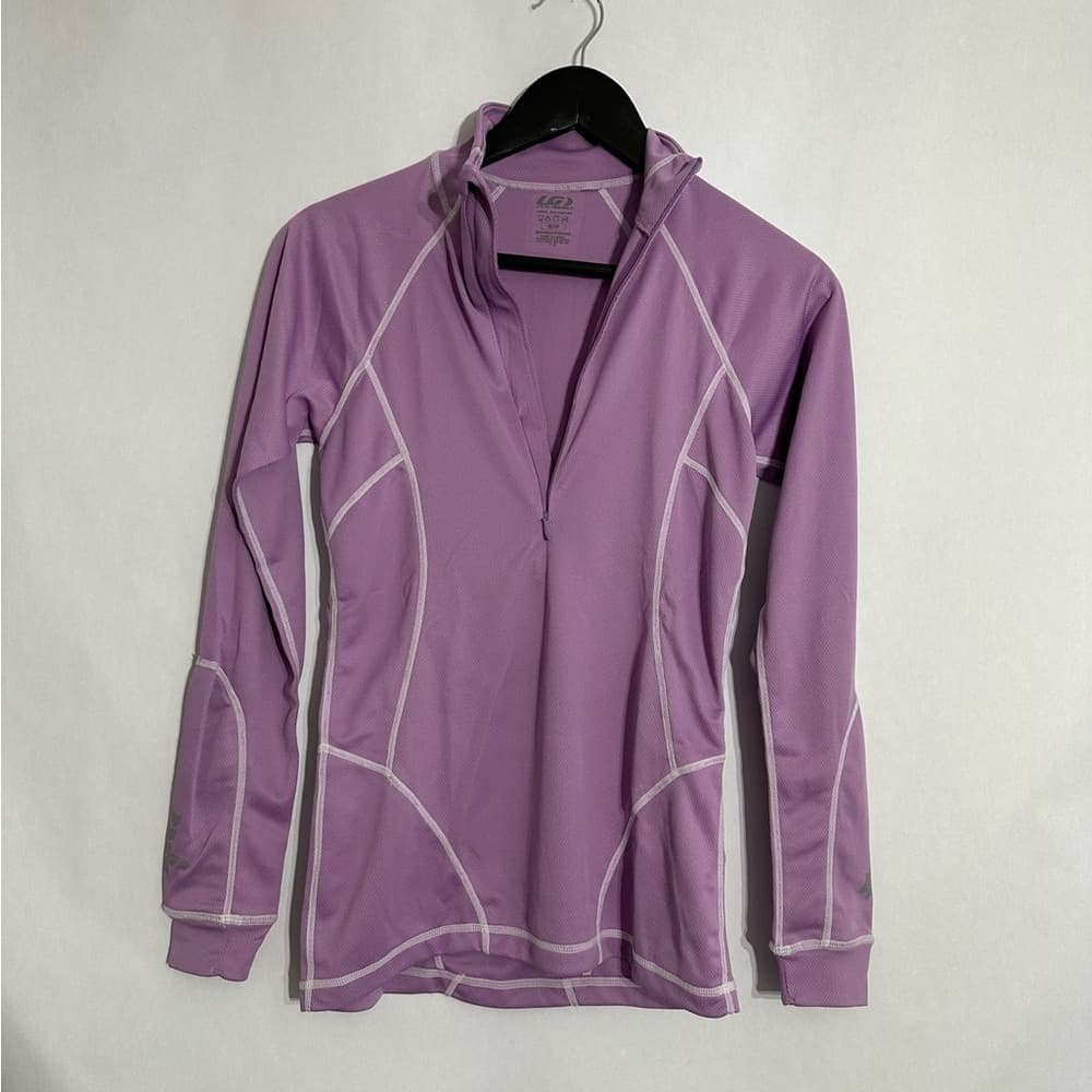Louis Garneau Cycling Zip Up Light Purple Long Sleeve Performance Pullover Small - Thumbnail 2