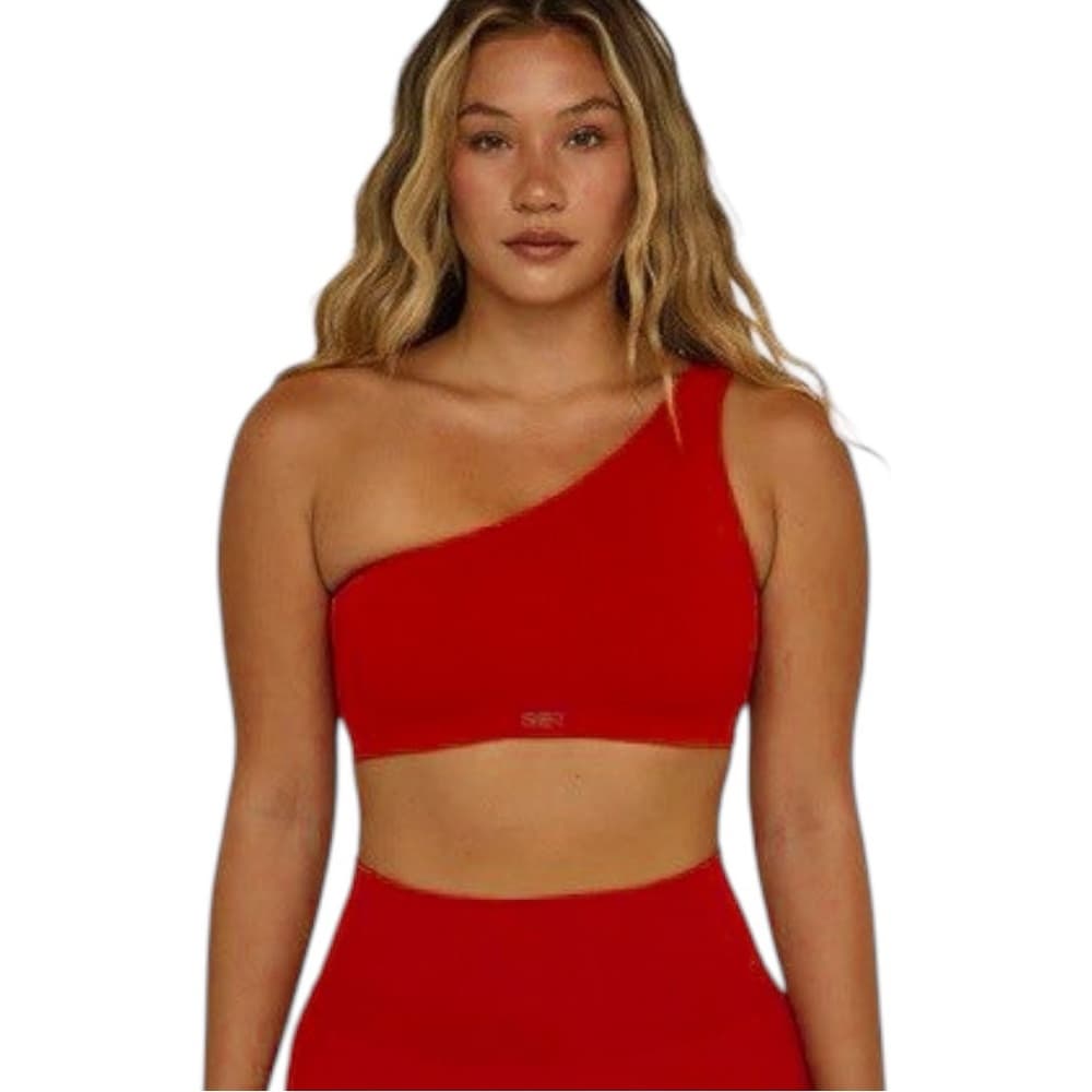SET ACTIVE Ribbed One Shoulder Sculptflex Bra in Barn Red Size Large SEE NOTES - Thumbnail 14