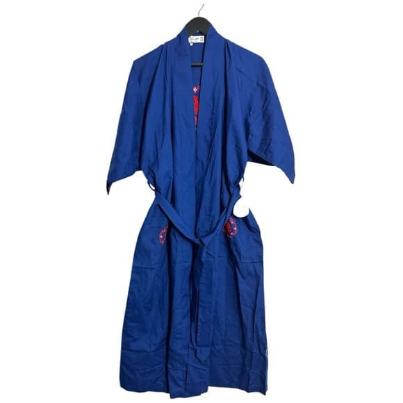 NWT Health Blue Kimono Robe with Red Embroidered Back Symbol Size Small - Thumbnail 6