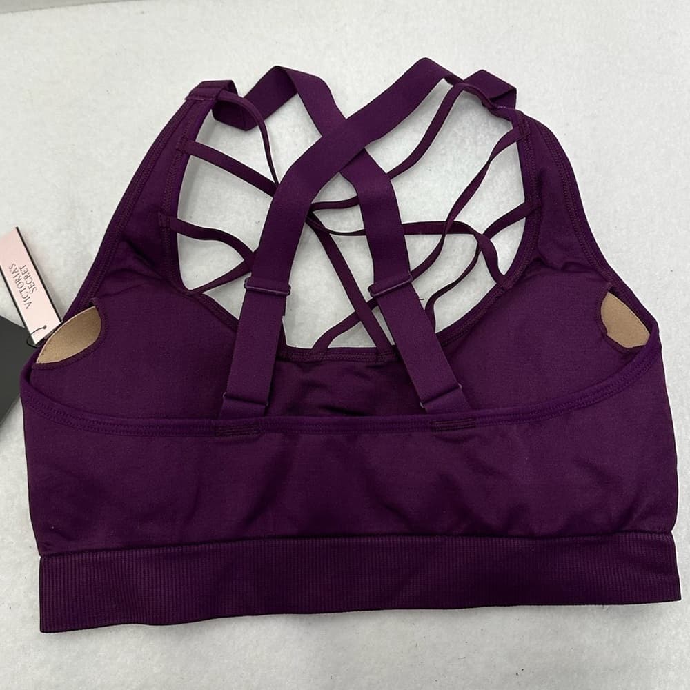 NWT Victorias Secret Sport Crisscross Cage Front Sports Bra Purple Medium - Thumbnail 9
