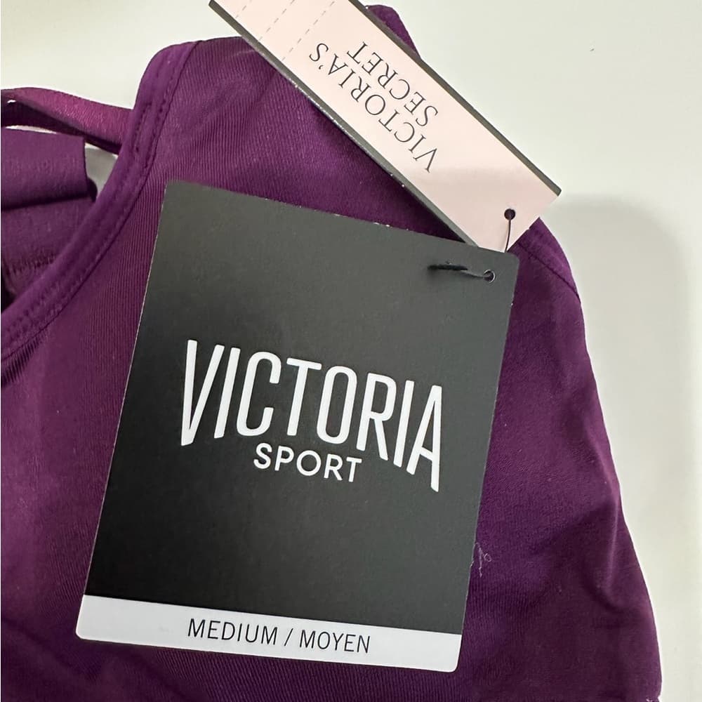 NWT Victorias Secret Sport Crisscross Cage Front Sports Bra Purple Medium - Thumbnail 2