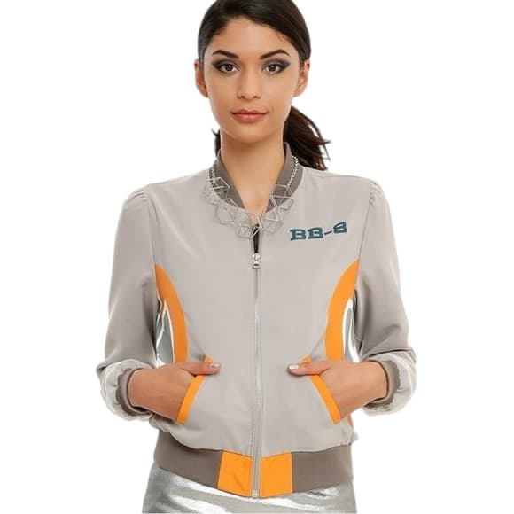 NWT Star Wars Her Universe BB-8 Bomber Jacket Grey Size Medium (Juniors) - Thumbnail 14