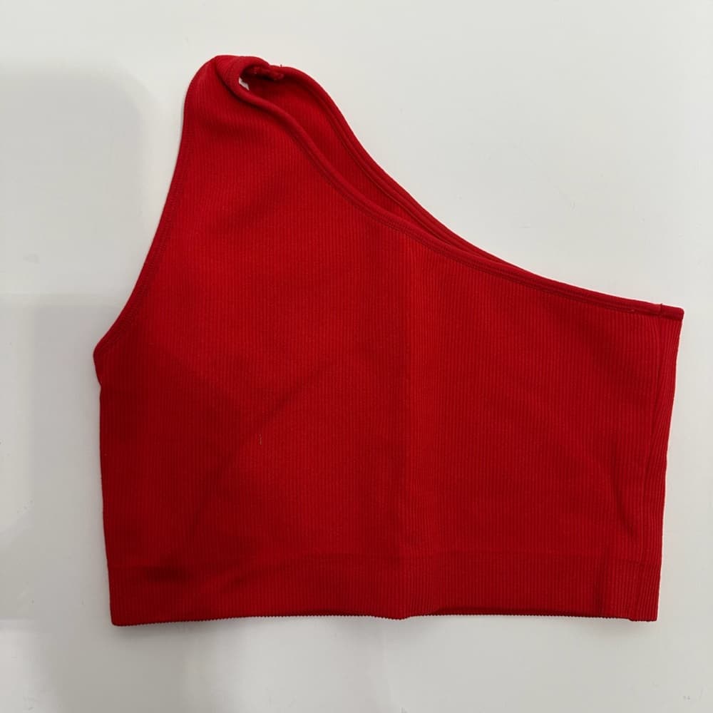 SET ACTIVE Ribbed One Shoulder Sculptflex Bra in Barn Red Size Large SEE NOTES - Thumbnail 9