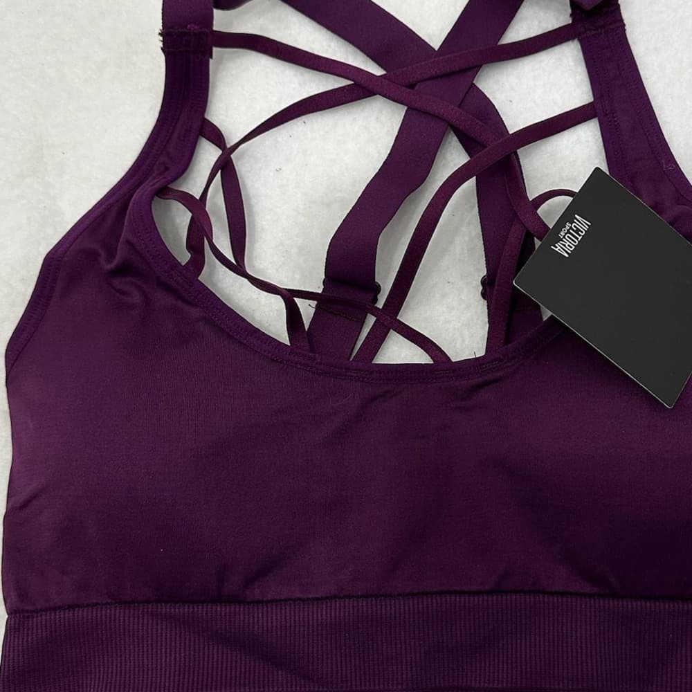 NWT Victorias Secret Sport Crisscross Cage Front Sports Bra Purple Medium - Thumbnail 8