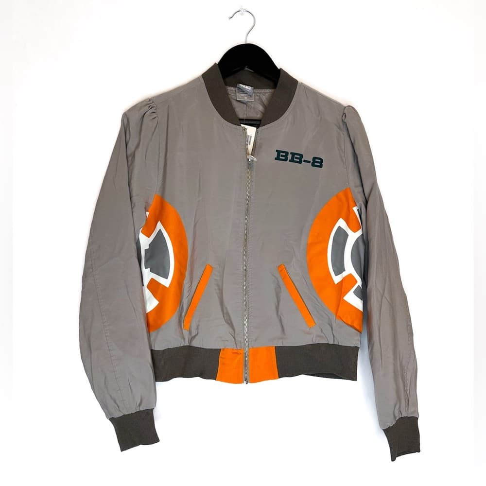 NWT Star Wars Her Universe BB-8 Bomber Jacket Grey Size Medium (Juniors) - Thumbnail 6