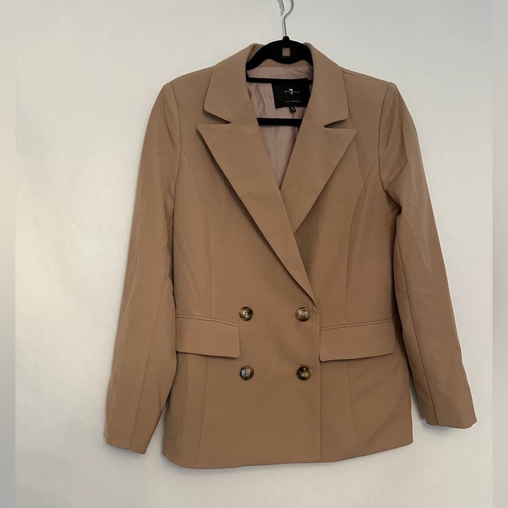 7 for All Mankind Double-Breasted Camel Blazer – Women’s Size Small - Thumbnail 3
