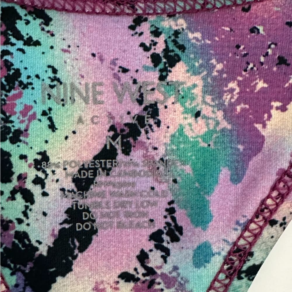 NWT Nine West Active Printed Racerback Sports Bra Crop Top Women Medium - Thumbnail 2