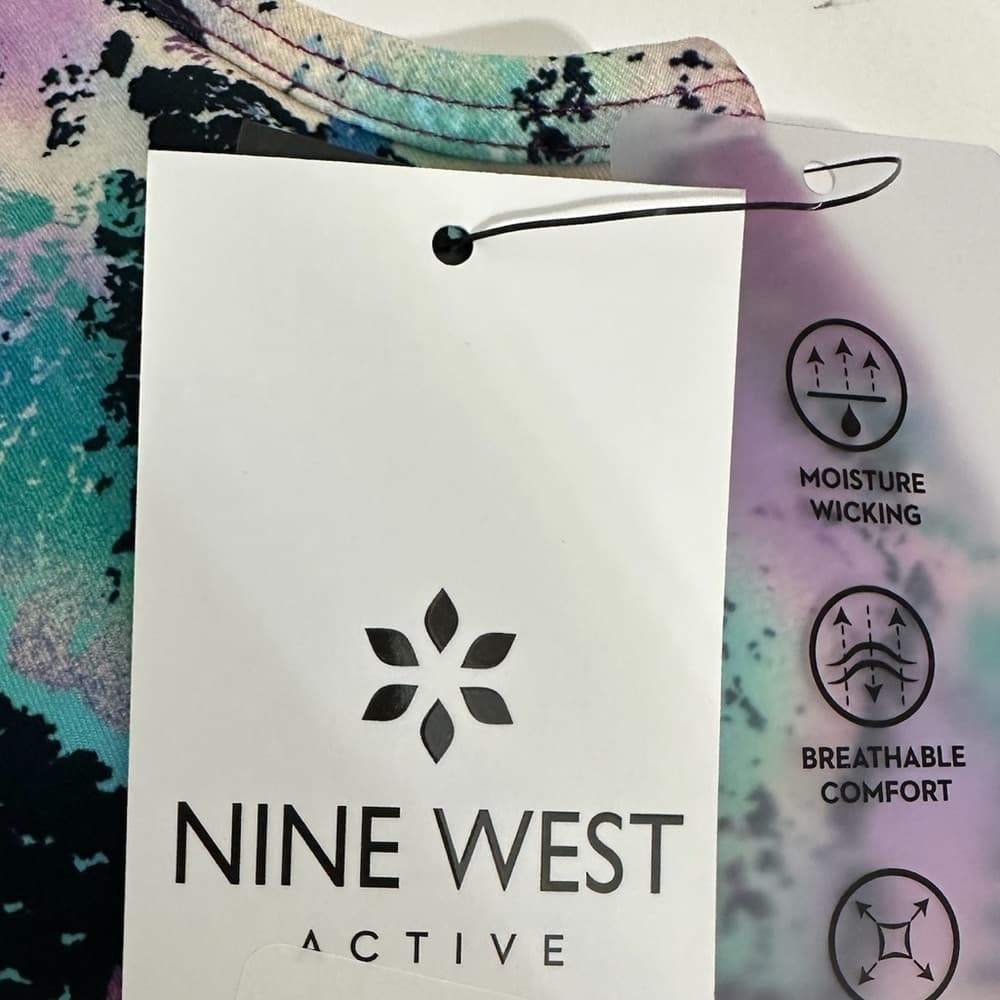 NWT Nine West Active Printed Racerback Sports Bra Crop Top Women Medium - Thumbnail 5