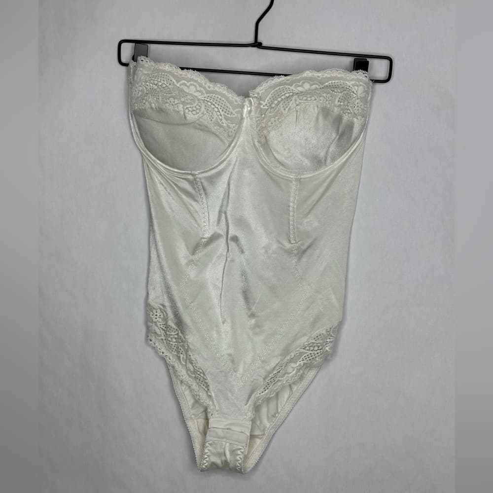 Flexees by Maidenform Strapless Lace Bodysuit 38D Vintage Bridal Pinup Boudoir - Thumbnail 4