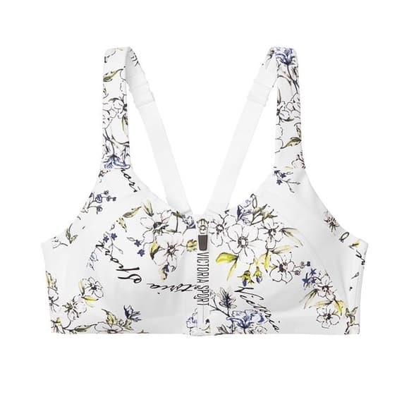 Victoria’s Secret Sport Incredible Knockout Zip Bra 34DDD White Floral Print - Thumbnail 17